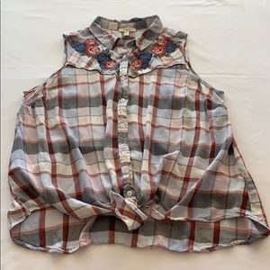 Como Blu sleeveless button down collar size 1X top